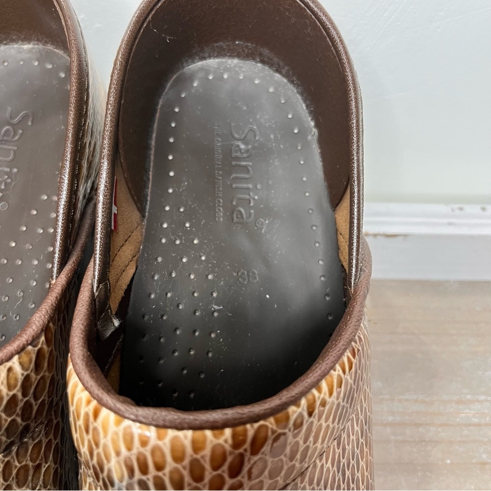 Sanita Tan Snake Skin Embossed Leather Women’s Clogs Rare-Size 38EU, 7.5-8US - Picture 3 of 10